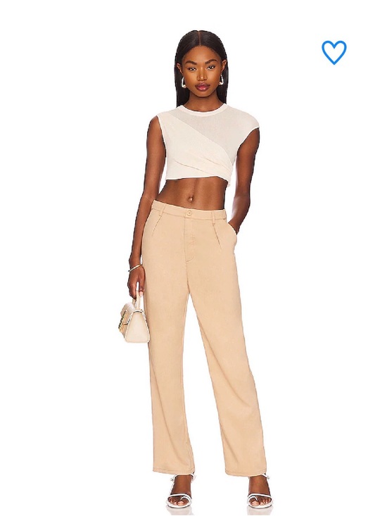 superdown Pants - SUPERDOWN | Vivian Straight Leg Trouser Pant | Tan Khaki | Size M